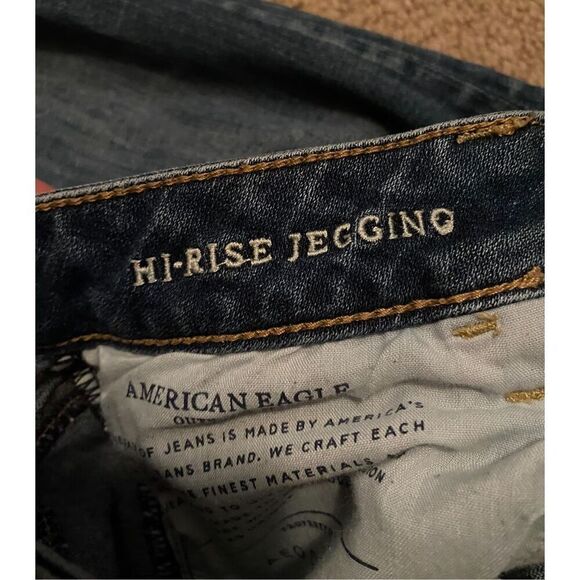 American Eagle Outfitters Super Stretch X Jegging Jeans Distressed Dark Wash Den - Picture 8 of 8